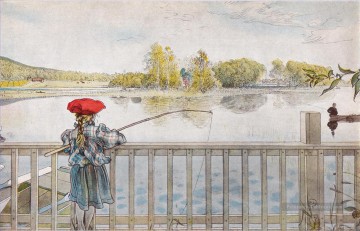 lisbeth pêche 1898 Carl Larsson Peinture à l'huile